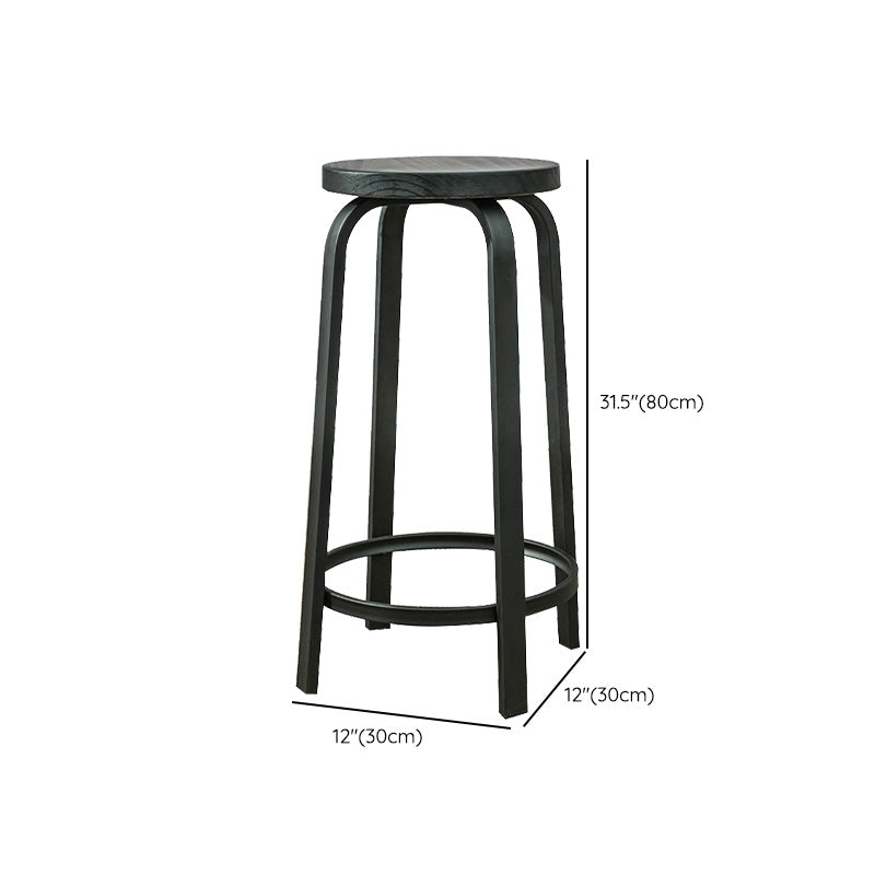 Industrial Metal Counter Height Stools Armless Bar Stool in Black Clearhalo 'Bar Furniture' 'Bar Stools' 'bar_stools' 'furn' 'furn_bar_stools' 'Furniture' 'Kitchen & Dining Furniture' 6371654