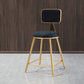 Glam Round Upholstered Counter Stool Low Back Stool with Gold Frame Black 1 Piece Short Stool(18"H) Clearhalo 'Bar Furniture' 'Bar Stools' 'bar_stools' 'furn' 'furn_bar_stools' 'Furniture' 'Kitchen & Dining Furniture' 6371656