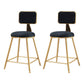 Glam Round Upholstered Counter Stool Low Back Stool with Gold Frame Black 2 Piece Set Short Stool(18"H) Clearhalo 'Bar Furniture' 'Bar Stools' 'bar_stools' 'furn' 'furn_bar_stools' 'Furniture' 'Kitchen & Dining Furniture' 6371657