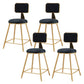 Glam Round Upholstered Counter Stool Low Back Stool with Gold Frame Black 4 Piece Set Short Stool(18"H) Clearhalo 'Bar Furniture' 'Bar Stools' 'bar_stools' 'furn' 'furn_bar_stools' 'Furniture' 'Kitchen & Dining Furniture' 6371660
