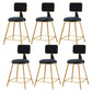 Glam Round Upholstered Counter Stool Low Back Stool with Gold Frame Black 6 Piece Set Short Stool(18"H) Clearhalo 'Bar Furniture' 'Bar Stools' 'bar_stools' 'furn' 'furn_bar_stools' 'Furniture' 'Kitchen & Dining Furniture' 6371662