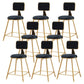 Glam Round Upholstered Counter Stool Low Back Stool with Gold Frame Black 8 Piece Set Short Stool(18"H) Clearhalo 'Bar Furniture' 'Bar Stools' 'bar_stools' 'furn' 'furn_bar_stools' 'Furniture' 'Kitchen & Dining Furniture' 6371664