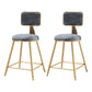 Glam Round Upholstered Counter Stool Low Back Stool with Gold Frame Grey 2 Piece Set Short Stool(18"H) Clearhalo 'Bar Furniture' 'Bar Stools' 'bar_stools' 'furn' 'furn_bar_stools' 'Furniture' 'Kitchen & Dining Furniture' 6371667