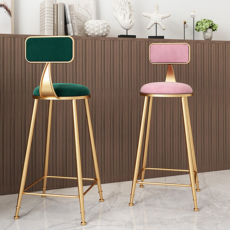 Glam Round Upholstered Counter Stool Low Back Stool with Gold Frame Clearhalo 'Bar Furniture' 'Bar Stools' 'bar_stools' 'furn' 'furn_bar_stools' 'Furniture' 'Kitchen & Dining Furniture' 6371669