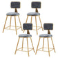 Glam Round Upholstered Counter Stool Low Back Stool with Gold Frame Grey 4 Piece Set Short Stool(18"H) Clearhalo 'Bar Furniture' 'Bar Stools' 'bar_stools' 'furn' 'furn_bar_stools' 'Furniture' 'Kitchen & Dining Furniture' 6371670
