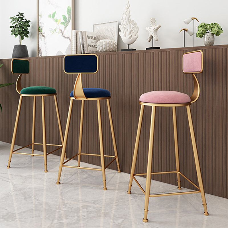 Glam Round Upholstered Counter Stool Low Back Stool with Gold Frame Clearhalo 'Bar Furniture' 'Bar Stools' 'bar_stools' 'furn' 'furn_bar_stools' 'Furniture' 'Kitchen & Dining Furniture' 6371672