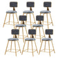 Glam Round Upholstered Counter Stool Low Back Stool with Gold Frame Grey 8 Piece Set Short Stool(18"H) Clearhalo 'Bar Furniture' 'Bar Stools' 'bar_stools' 'furn' 'furn_bar_stools' 'Furniture' 'Kitchen & Dining Furniture' 6371673