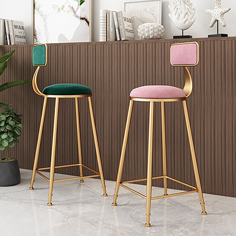 Glam Round Upholstered Counter Stool Low Back Stool with Gold Frame Clearhalo 'Bar Furniture' 'Bar Stools' 'bar_stools' 'furn' 'furn_bar_stools' 'Furniture' 'Kitchen & Dining Furniture' 6371674