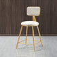 Glam Round Upholstered Counter Stool Low Back Stool with Gold Frame White 1 Piece Short Stool(18"H) Clearhalo 'Bar Furniture' 'Bar Stools' 'bar_stools' 'furn' 'furn_bar_stools' 'Furniture' 'Kitchen & Dining Furniture' 6371675