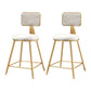 Glam Round Upholstered Counter Stool Low Back Stool with Gold Frame White 2 Piece Set Short Stool(18"H) Clearhalo 'Bar Furniture' 'Bar Stools' 'bar_stools' 'furn' 'furn_bar_stools' 'Furniture' 'Kitchen & Dining Furniture' 6371676