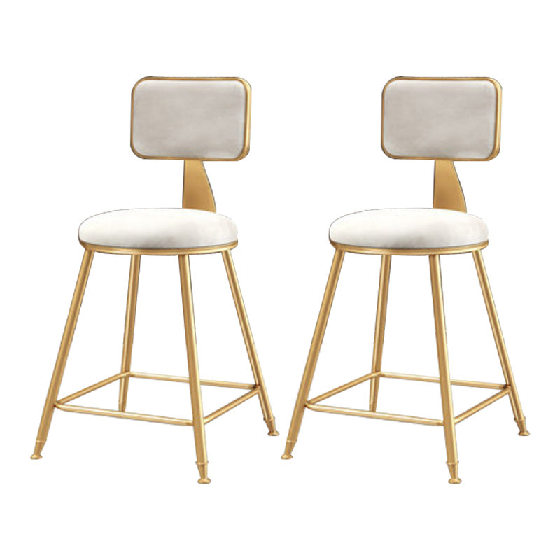 Glam Round Upholstered Counter Stool Low Back Stool with Gold Frame White 2 Piece Set Short Stool(18"H) Clearhalo 'Bar Furniture' 'Bar Stools' 'bar_stools' 'furn' 'furn_bar_stools' 'Furniture' 'Kitchen & Dining Furniture' 6371676