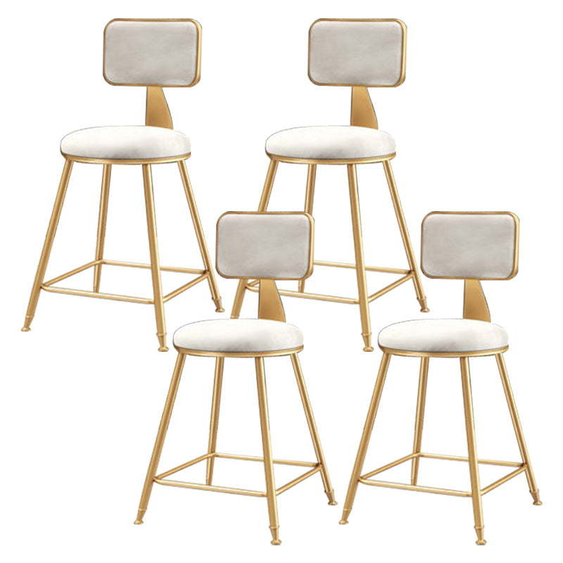 Glam Round Upholstered Counter Stool Low Back Stool with Gold Frame White 4 Piece Set Short Stool(18"H) Clearhalo 'Bar Furniture' 'Bar Stools' 'bar_stools' 'furn' 'furn_bar_stools' 'Furniture' 'Kitchen & Dining Furniture' 6371677