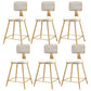 Glam Round Upholstered Counter Stool Low Back Stool with Gold Frame White 6 Piece Set Short Stool(18"H) Clearhalo 'Bar Furniture' 'Bar Stools' 'bar_stools' 'furn' 'furn_bar_stools' 'Furniture' 'Kitchen & Dining Furniture' 6371678