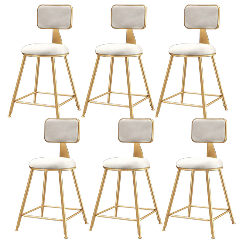 Glam Round Upholstered Counter Stool Low Back Stool with Gold Frame White 6 Piece Set Short Stool(18"H) Clearhalo 'Bar Furniture' 'Bar Stools' 'bar_stools' 'furn' 'furn_bar_stools' 'Furniture' 'Kitchen & Dining Furniture' 6371678
