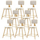 Glam Round Upholstered Counter Stool Low Back Stool with Gold Frame White 8 Piece Set Short Stool(18"H) Clearhalo 'Bar Furniture' 'Bar Stools' 'bar_stools' 'furn' 'furn_bar_stools' 'Furniture' 'Kitchen & Dining Furniture' 6371679
