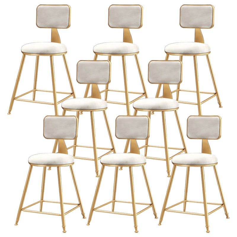 Glam Round Upholstered Counter Stool Low Back Stool with Gold Frame White 8 Piece Set Short Stool(18"H) Clearhalo 'Bar Furniture' 'Bar Stools' 'bar_stools' 'furn' 'furn_bar_stools' 'Furniture' 'Kitchen & Dining Furniture' 6371679