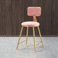 Glam Round Upholstered Counter Stool Low Back Stool with Gold Frame Pink 1 Piece Short Stool(18"H) Clearhalo 'Bar Furniture' 'Bar Stools' 'bar_stools' 'furn' 'furn_bar_stools' 'Furniture' 'Kitchen & Dining Furniture' 6371680