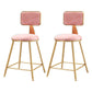 Glam Round Upholstered Counter Stool Low Back Stool with Gold Frame Pink 2 Piece Set Short Stool(18"H) Clearhalo 'Bar Furniture' 'Bar Stools' 'bar_stools' 'furn' 'furn_bar_stools' 'Furniture' 'Kitchen & Dining Furniture' 6371681