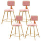 Glam Round Upholstered Counter Stool Low Back Stool with Gold Frame Pink 4 Piece Set Short Stool(18"H) Clearhalo 'Bar Furniture' 'Bar Stools' 'bar_stools' 'furn' 'furn_bar_stools' 'Furniture' 'Kitchen & Dining Furniture' 6371682