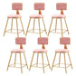 Glam Round Upholstered Counter Stool Low Back Stool with Gold Frame Pink 6 Piece Set Short Stool(18"H) Clearhalo 'Bar Furniture' 'Bar Stools' 'bar_stools' 'furn' 'furn_bar_stools' 'Furniture' 'Kitchen & Dining Furniture' 6371683