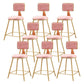 Glam Round Upholstered Counter Stool Low Back Stool with Gold Frame Pink 8 Piece Set Short Stool(18"H) Clearhalo 'Bar Furniture' 'Bar Stools' 'bar_stools' 'furn' 'furn_bar_stools' 'Furniture' 'Kitchen & Dining Furniture' 6371684