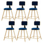Glam Round Upholstered Counter Stool Low Back Stool with Gold Frame Blue 6 Piece Set Short Stool(18"H) Clearhalo 'Bar Furniture' 'Bar Stools' 'bar_stools' 'furn' 'furn_bar_stools' 'Furniture' 'Kitchen & Dining Furniture' 6371688