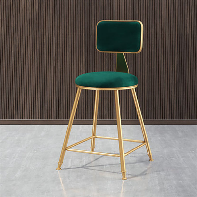 Glam Round Upholstered Counter Stool Low Back Stool with Gold Frame Green 1 Piece Short Stool(18"H) Clearhalo 'Bar Furniture' 'Bar Stools' 'bar_stools' 'furn' 'furn_bar_stools' 'Furniture' 'Kitchen & Dining Furniture' 6371690