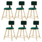 Glam Round Upholstered Counter Stool Low Back Stool with Gold Frame Green 6 Piece Set Short Stool(18"H) Clearhalo 'Bar Furniture' 'Bar Stools' 'bar_stools' 'furn' 'furn_bar_stools' 'Furniture' 'Kitchen & Dining Furniture' 6371693