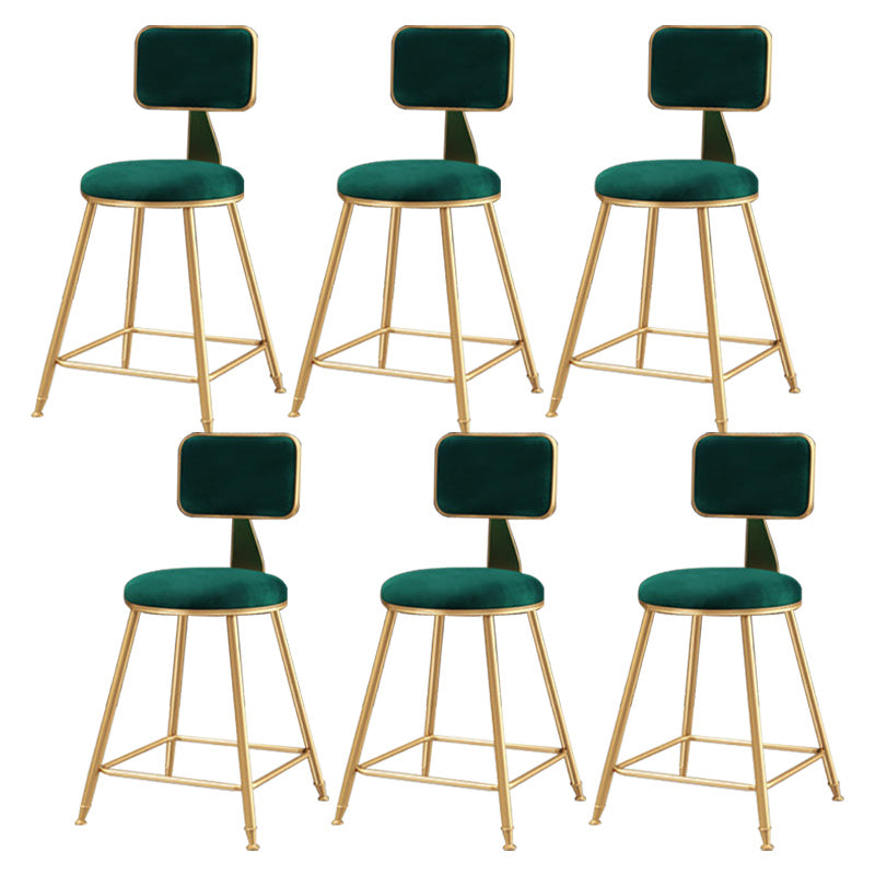 Glam Round Upholstered Counter Stool Low Back Stool with Gold Frame Green 6 Piece Set Short Stool(18"H) Clearhalo 'Bar Furniture' 'Bar Stools' 'bar_stools' 'furn' 'furn_bar_stools' 'Furniture' 'Kitchen & Dining Furniture' 6371693