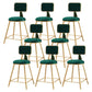 Glam Round Upholstered Counter Stool Low Back Stool with Gold Frame Green 8 Piece Set Short Stool(18"H) Clearhalo 'Bar Furniture' 'Bar Stools' 'bar_stools' 'furn' 'furn_bar_stools' 'Furniture' 'Kitchen & Dining Furniture' 6371694