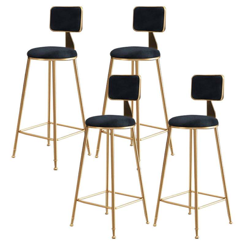 Glam Round Upholstered Counter Stool Low Back Stool with Gold Frame Black 4 Piece Set Clearhalo 'Bar Furniture' 'Bar Stools' 'bar_stools' 'furn' 'furn_bar_stools' 'Furniture' 'Kitchen & Dining Furniture' 6371697