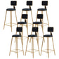Glam Round Upholstered Counter Stool Low Back Stool with Gold Frame Black 8 Piece Set Clearhalo 'Bar Furniture' 'Bar Stools' 'bar_stools' 'furn' 'furn_bar_stools' 'Furniture' 'Kitchen & Dining Furniture' 6371699