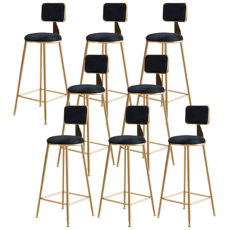 Glam Round Upholstered Counter Stool Low Back Stool with Gold Frame Black 8 Piece Set Clearhalo 'Bar Furniture' 'Bar Stools' 'bar_stools' 'furn' 'furn_bar_stools' 'Furniture' 'Kitchen & Dining Furniture' 6371699