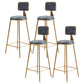 Glam Round Upholstered Counter Stool Low Back Stool with Gold Frame Grey 4 Piece Set Clearhalo 'Bar Furniture' 'Bar Stools' 'bar_stools' 'furn' 'furn_bar_stools' 'Furniture' 'Kitchen & Dining Furniture' 6371702