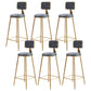 Glam Round Upholstered Counter Stool Low Back Stool with Gold Frame Grey 6 Piece Set Clearhalo 'Bar Furniture' 'Bar Stools' 'bar_stools' 'furn' 'furn_bar_stools' 'Furniture' 'Kitchen & Dining Furniture' 6371703
