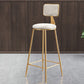Glam Round Upholstered Counter Stool Low Back Stool with Gold Frame White 1 Piece Clearhalo 'Bar Furniture' 'Bar Stools' 'bar_stools' 'furn' 'furn_bar_stools' 'Furniture' 'Kitchen & Dining Furniture' 6371705