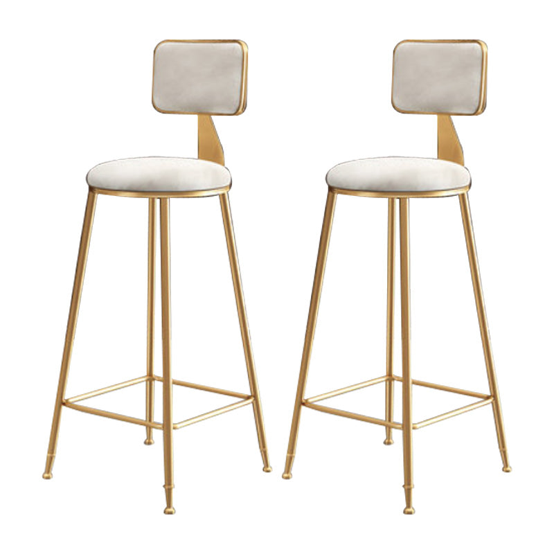 Glam Round Upholstered Counter Stool Low Back Stool with Gold Frame White 2 Piece Set Clearhalo 'Bar Furniture' 'Bar Stools' 'bar_stools' 'furn' 'furn_bar_stools' 'Furniture' 'Kitchen & Dining Furniture' 6371706
