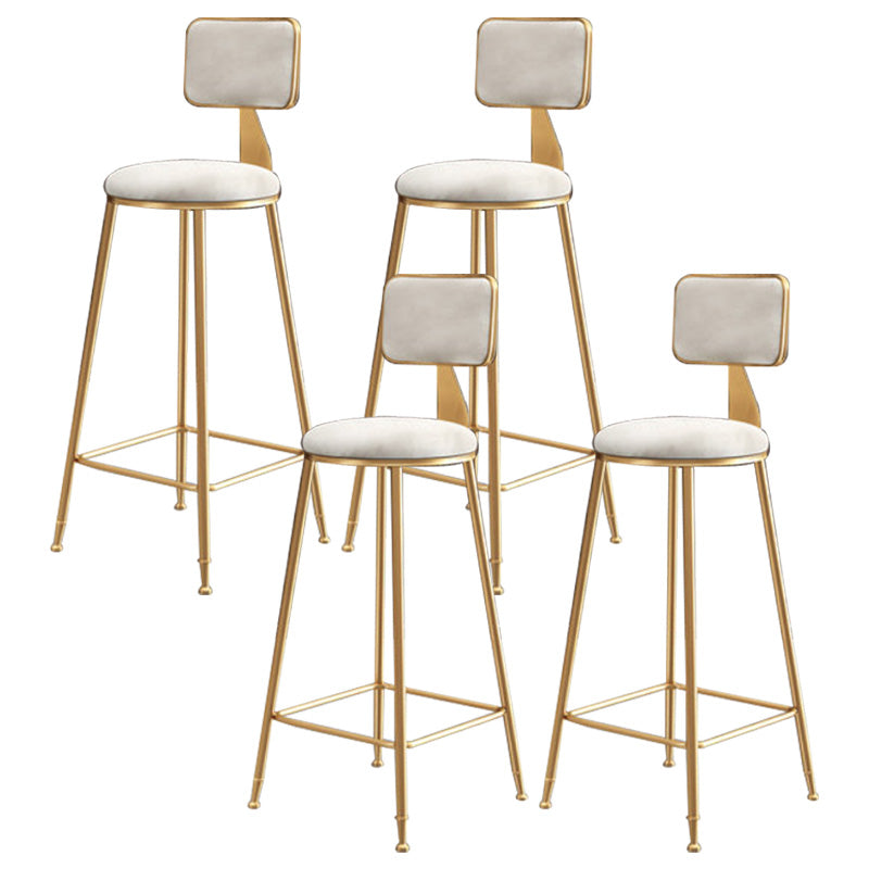 Glam Round Upholstered Counter Stool Low Back Stool with Gold Frame White 4 Piece Set Clearhalo 'Bar Furniture' 'Bar Stools' 'bar_stools' 'furn' 'furn_bar_stools' 'Furniture' 'Kitchen & Dining Furniture' 6371707
