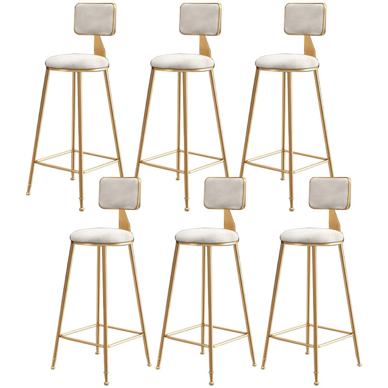 Glam Round Upholstered Counter Stool Low Back Stool with Gold Frame White 6 Piece Set Clearhalo 'Bar Furniture' 'Bar Stools' 'bar_stools' 'furn' 'furn_bar_stools' 'Furniture' 'Kitchen & Dining Furniture' 6371708