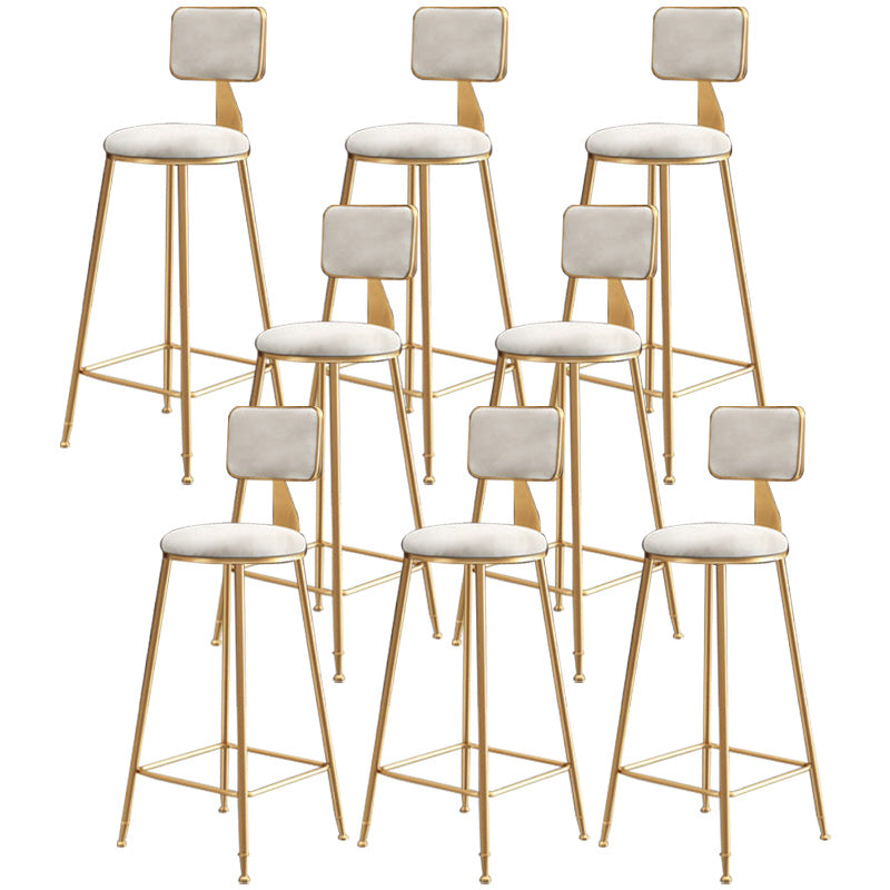 Glam Round Upholstered Counter Stool Low Back Stool with Gold Frame White 8 Piece Set Clearhalo 'Bar Furniture' 'Bar Stools' 'bar_stools' 'furn' 'furn_bar_stools' 'Furniture' 'Kitchen & Dining Furniture' 6371709
