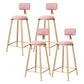 Glam Round Upholstered Counter Stool Low Back Stool with Gold Frame Pink 4 Piece Set Clearhalo 'Bar Furniture' 'Bar Stools' 'bar_stools' 'furn' 'furn_bar_stools' 'Furniture' 'Kitchen & Dining Furniture' 6371712