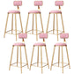 Glam Round Upholstered Counter Stool Low Back Stool with Gold Frame Pink 6 Piece Set Clearhalo 'Bar Furniture' 'Bar Stools' 'bar_stools' 'furn' 'furn_bar_stools' 'Furniture' 'Kitchen & Dining Furniture' 6371713
