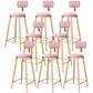 Glam Round Upholstered Counter Stool Low Back Stool with Gold Frame Pink 8 Piece Set Clearhalo 'Bar Furniture' 'Bar Stools' 'bar_stools' 'furn' 'furn_bar_stools' 'Furniture' 'Kitchen & Dining Furniture' 6371714