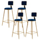 Glam Round Upholstered Counter Stool Low Back Stool with Gold Frame Blue 4 Piece Set Clearhalo 'Bar Furniture' 'Bar Stools' 'bar_stools' 'furn' 'furn_bar_stools' 'Furniture' 'Kitchen & Dining Furniture' 6371717