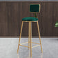 Glam Round Upholstered Counter Stool Low Back Stool with Gold Frame Green 1 Piece Clearhalo 'Bar Furniture' 'Bar Stools' 'bar_stools' 'furn' 'furn_bar_stools' 'Furniture' 'Kitchen & Dining Furniture' 6371720