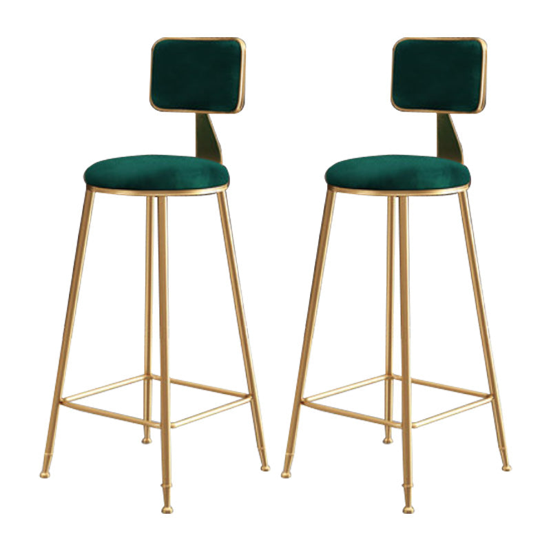 Glam Round Upholstered Counter Stool Low Back Stool with Gold Frame Green 2 Piece Set Clearhalo 'Bar Furniture' 'Bar Stools' 'bar_stools' 'furn' 'furn_bar_stools' 'Furniture' 'Kitchen & Dining Furniture' 6371721
