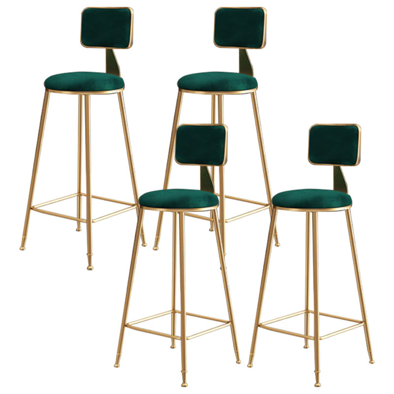 Glam Round Upholstered Counter Stool Low Back Stool with Gold Frame Green 4 Piece Set Clearhalo 'Bar Furniture' 'Bar Stools' 'bar_stools' 'furn' 'furn_bar_stools' 'Furniture' 'Kitchen & Dining Furniture' 6371722