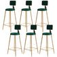 Glam Round Upholstered Counter Stool Low Back Stool with Gold Frame Green 6 Piece Set Clearhalo 'Bar Furniture' 'Bar Stools' 'bar_stools' 'furn' 'furn_bar_stools' 'Furniture' 'Kitchen & Dining Furniture' 6371723