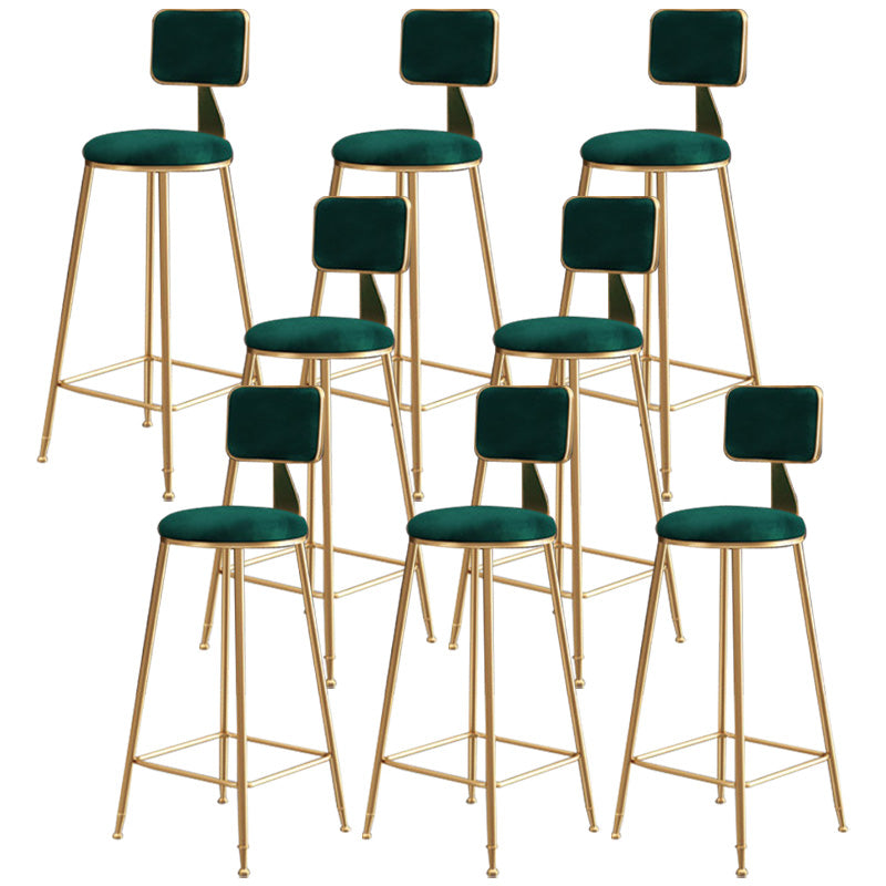 Glam Round Upholstered Counter Stool Low Back Stool with Gold Frame Green 8 Piece Set Clearhalo 'Bar Furniture' 'Bar Stools' 'bar_stools' 'furn' 'furn_bar_stools' 'Furniture' 'Kitchen & Dining Furniture' 6371724