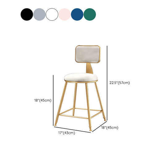 Glam Round布張りのカウンタースツール低い腰部の金色のフレーム